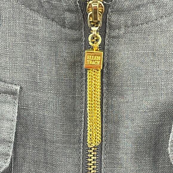 Ellen Tracy 100% Linen Blouse, Gray, NWT, Sz. S, PULLED THREAD - Picture 6 of 16